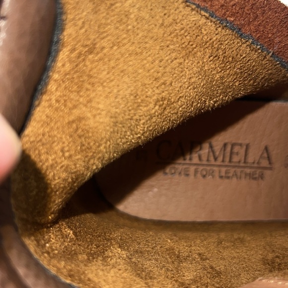 Carmela brown leather wedge ankle boots/booties. Size 39. EUC. - Picture 8 of 8